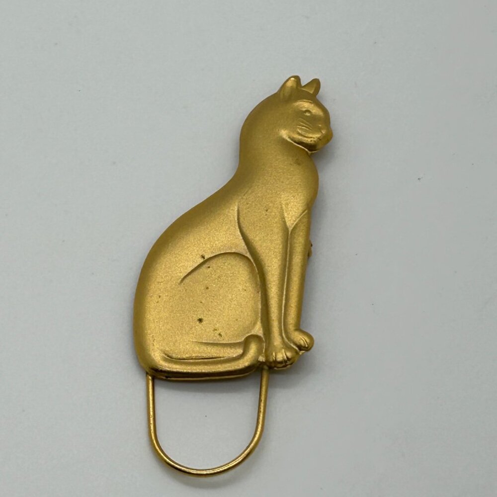 Vintage Gold Tone Cat Eyeglass Holder Brooch Pin Spectacle Hanger Reader Hanger - Picture 10 of 13